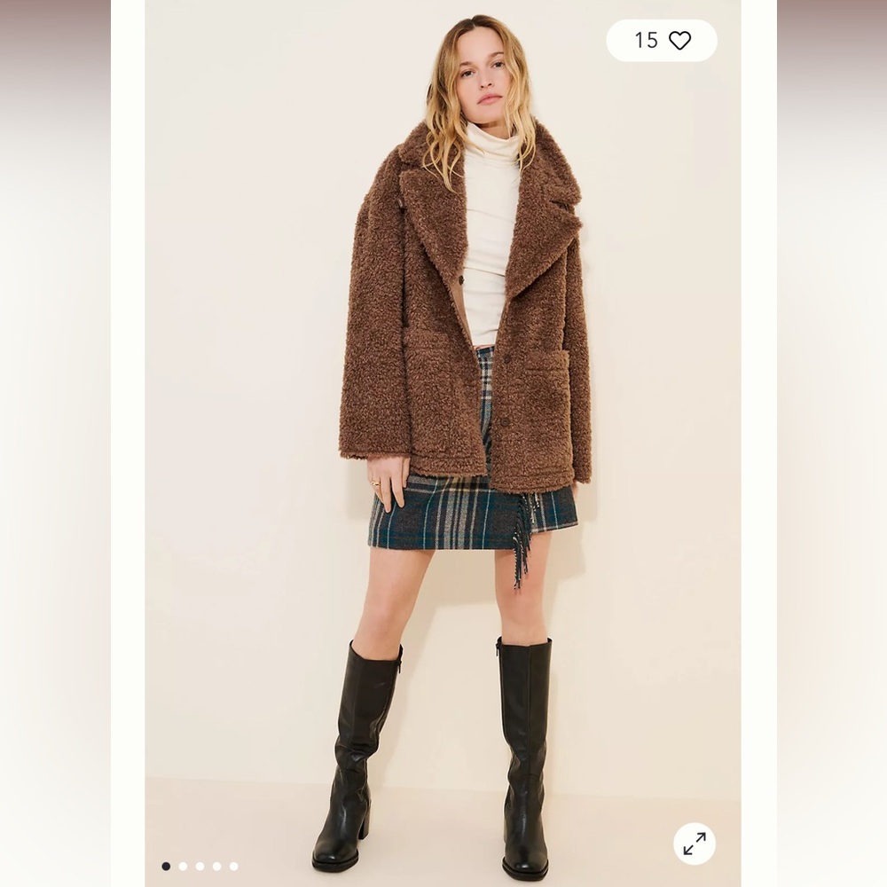 Pilcro Brown Reversible Faux-Shearling Teddy Coat